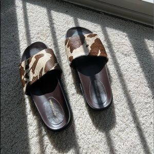 Platform Calf Hair Mules